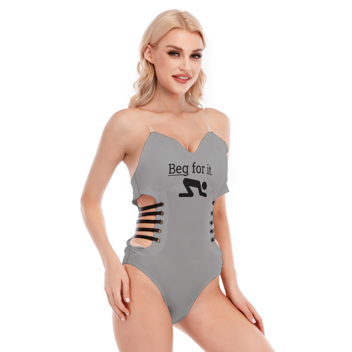 Beg For It Black Strap Bodysuit
