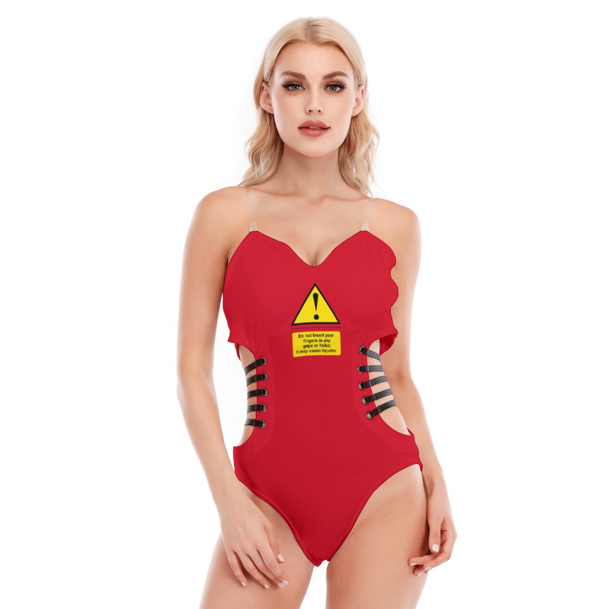 Shock Warning Black Strap Bodysuit