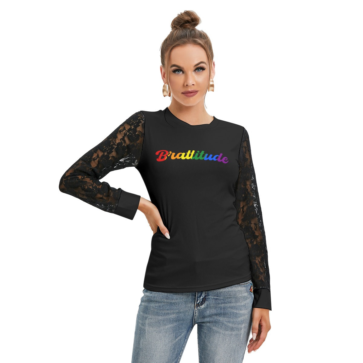 Brattitude PRIDE Black-Laced Long Sleeve T-shirt