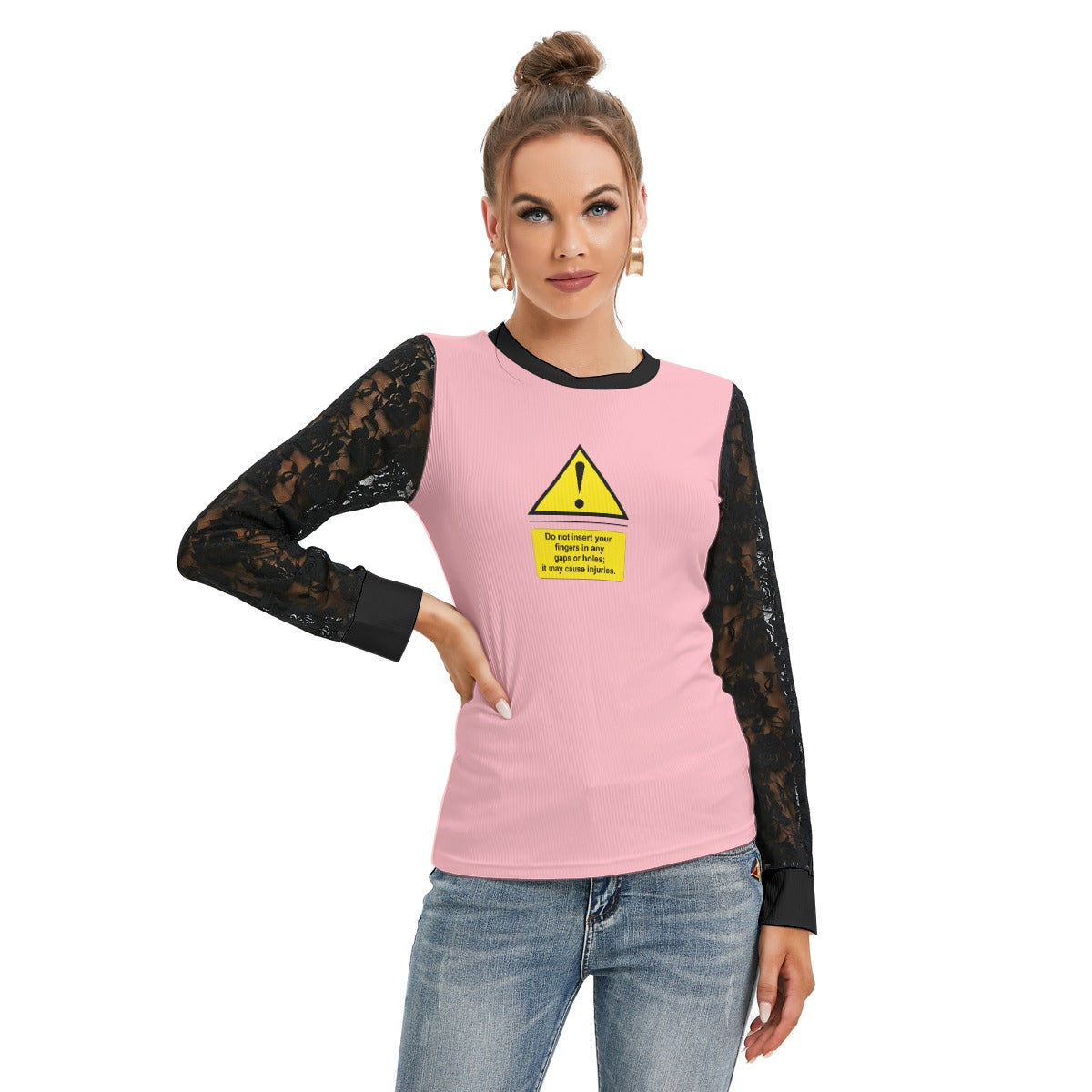 Shock Warning Black-Laced Long Sleeve T-shirt