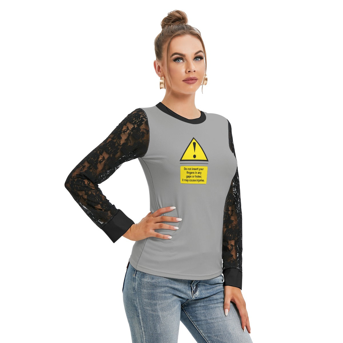 Shock Warning Black-Laced Long Sleeve T-shirt