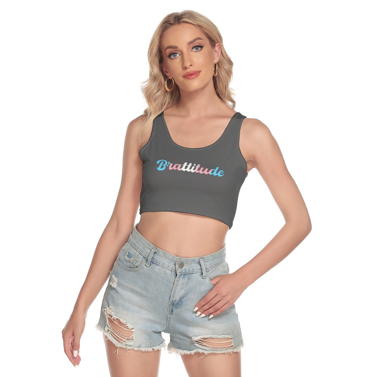 Brattitude Trans Flag Sport Crop Top