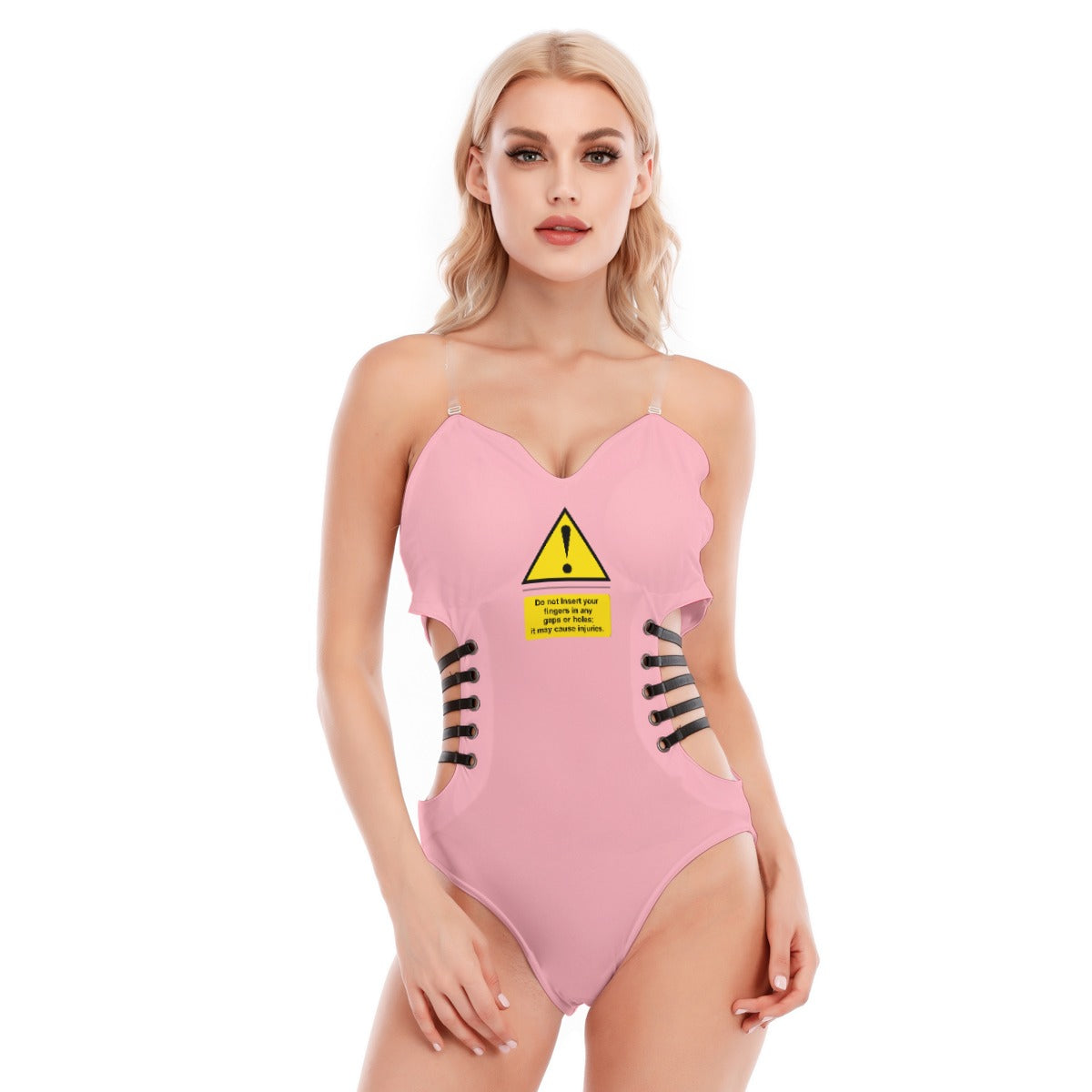 Shock Warning Black Strap Bodysuit