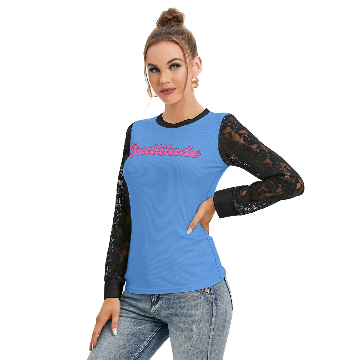 Brattitude Black-Laced Long Sleeve T-shirt