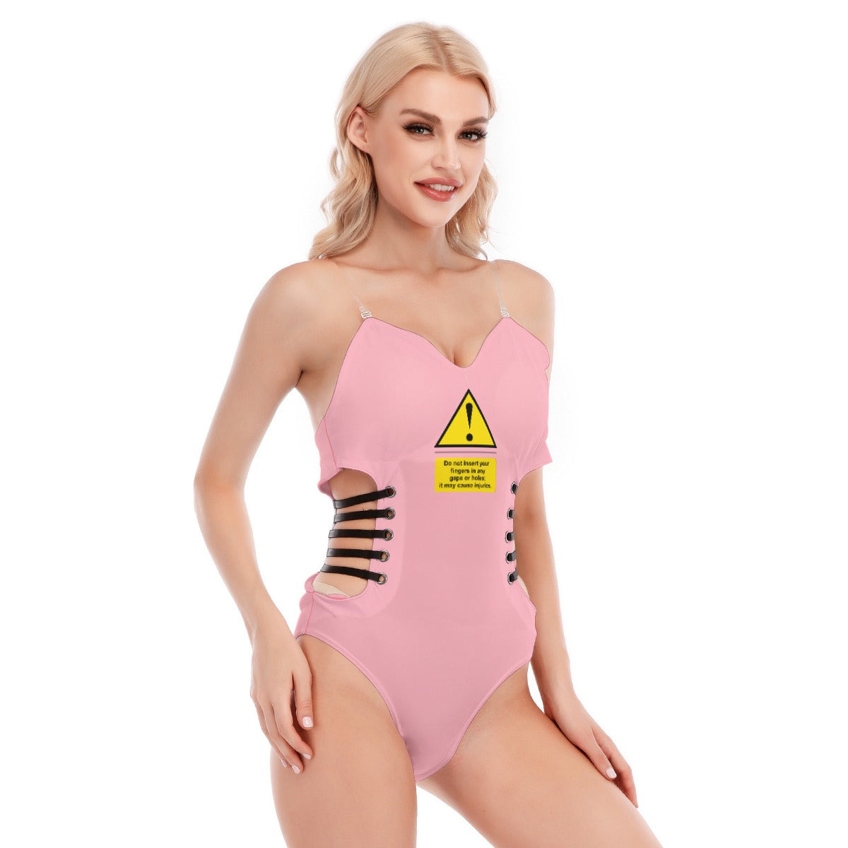 Shock Warning Black Strap Bodysuit