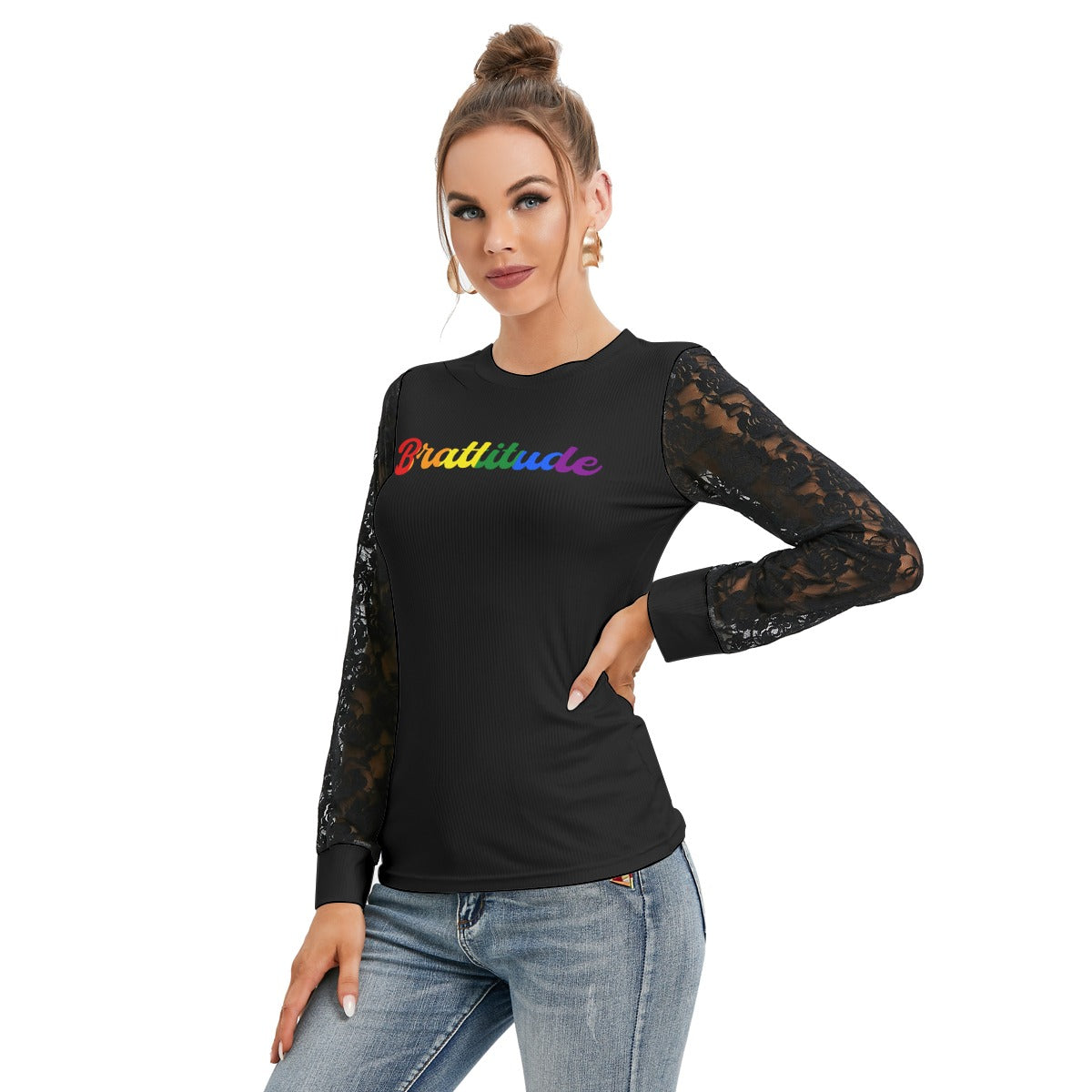 Brattitude PRIDE Black-Laced Long Sleeve T-shirt