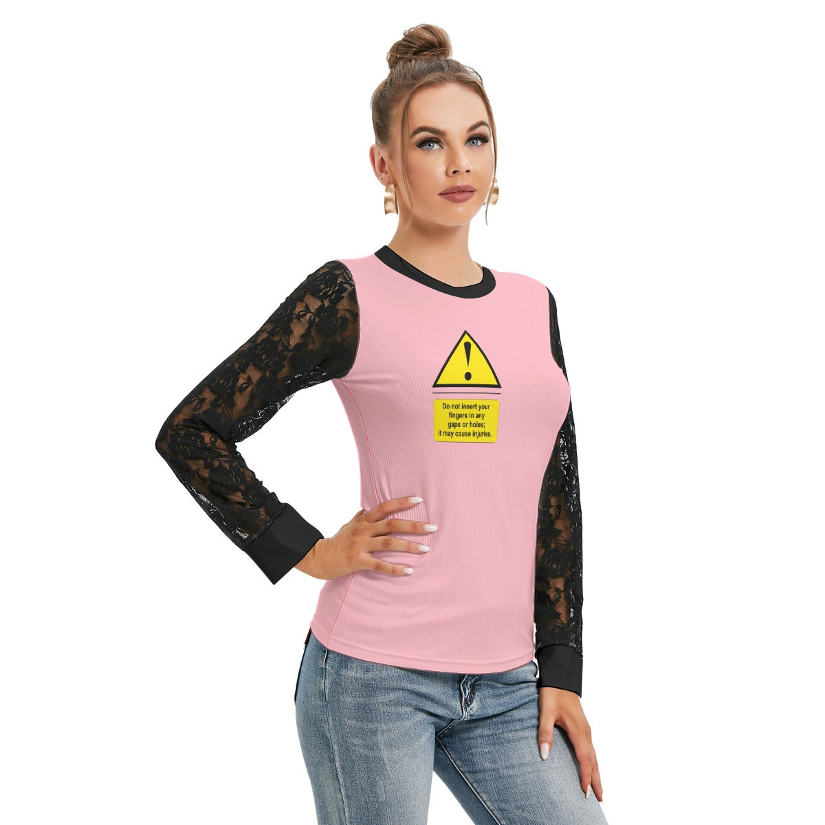Shock Warning Black-Laced Long Sleeve T-shirt