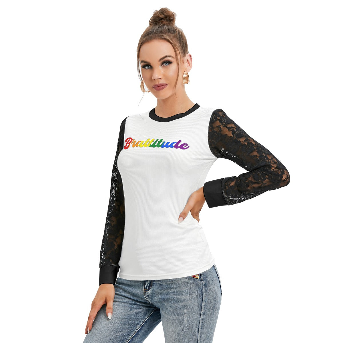 Brattitude PRIDE Black-Laced Long Sleeve T-shirt