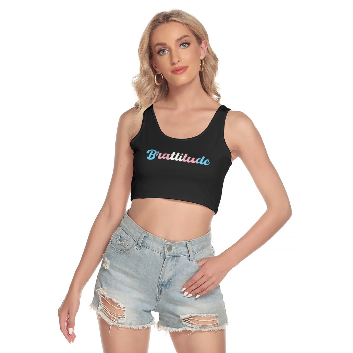 Brattitude Trans Flag Sport Crop Top