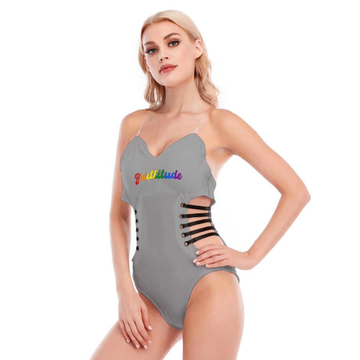 Brattitude PRIDE Black Strap Bodysuit
