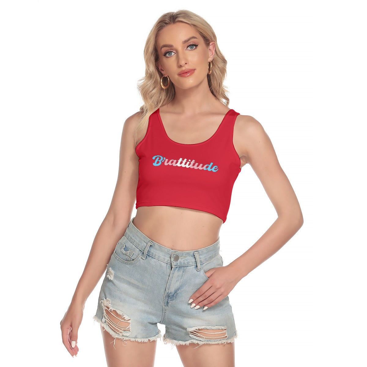 Brattitude Trans Flag Sport Crop Top