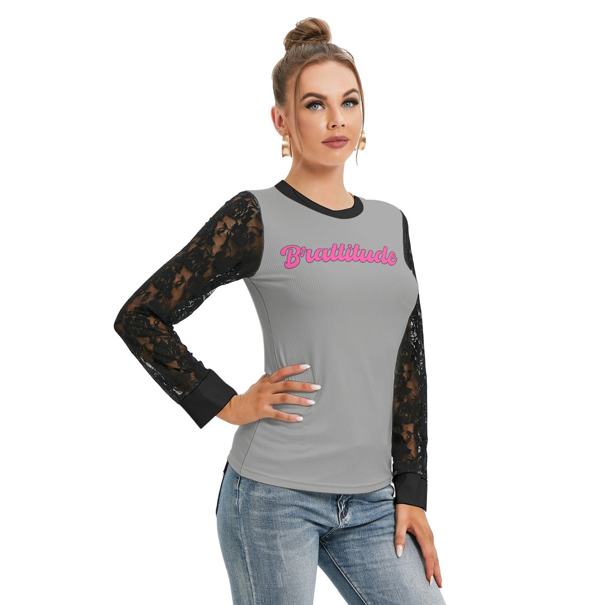 Brattitude Black-Laced Long Sleeve T-shirt