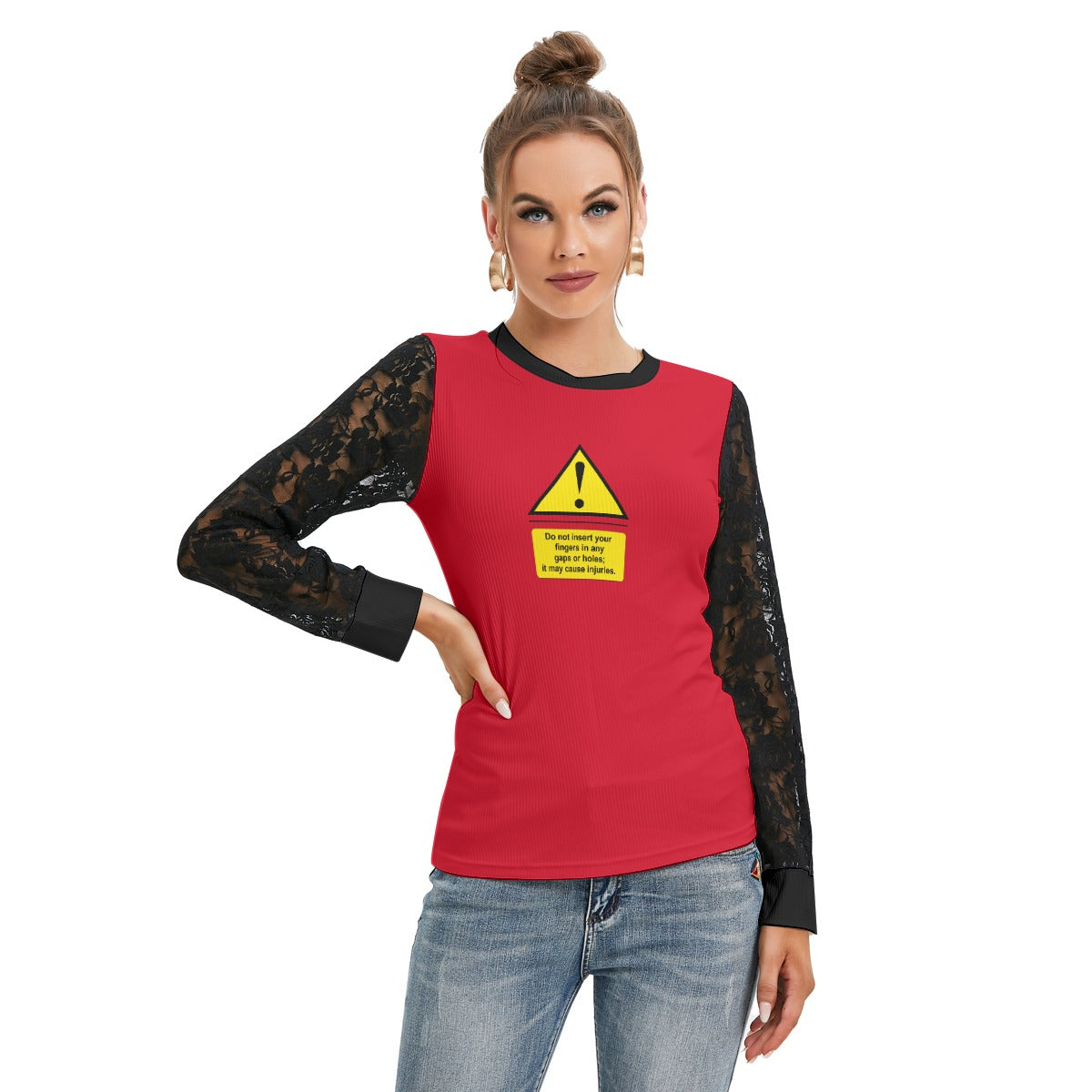 Shock Warning Black-Laced Long Sleeve T-shirt