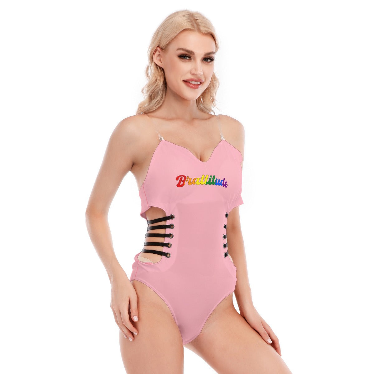 Brattitude PRIDE Black Strap Bodysuit