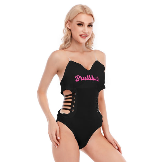 Brattitude Black Strap Bodysuit