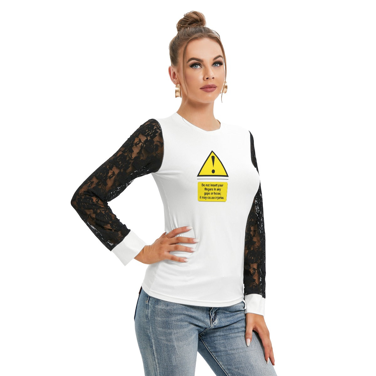 Shock Warning Black-Laced Long Sleeve T-shirt