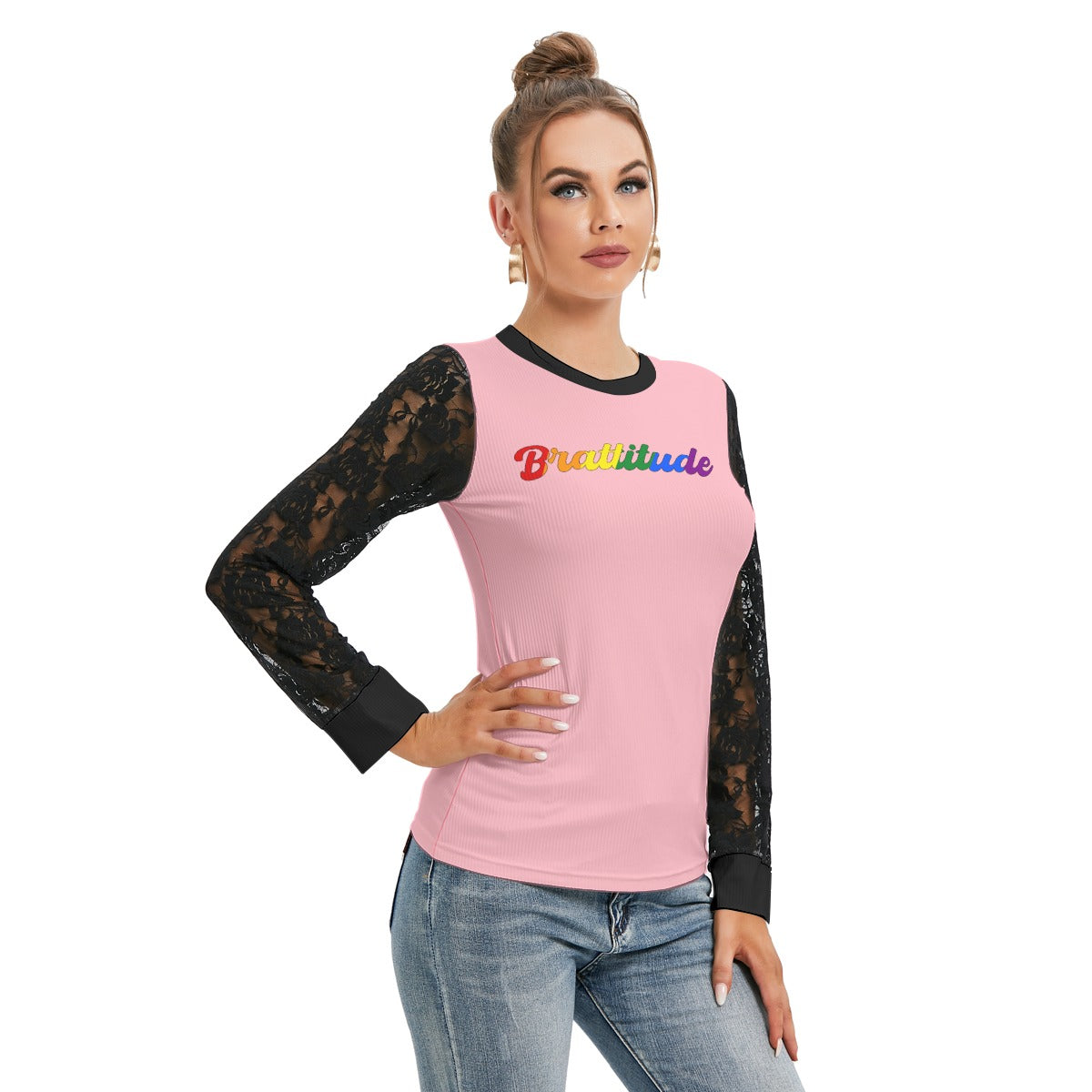 Brattitude PRIDE Black-Laced Long Sleeve T-shirt