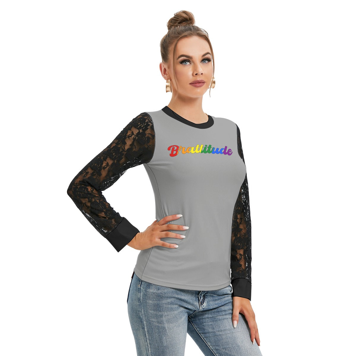 Brattitude PRIDE Black-Laced Long Sleeve T-shirt