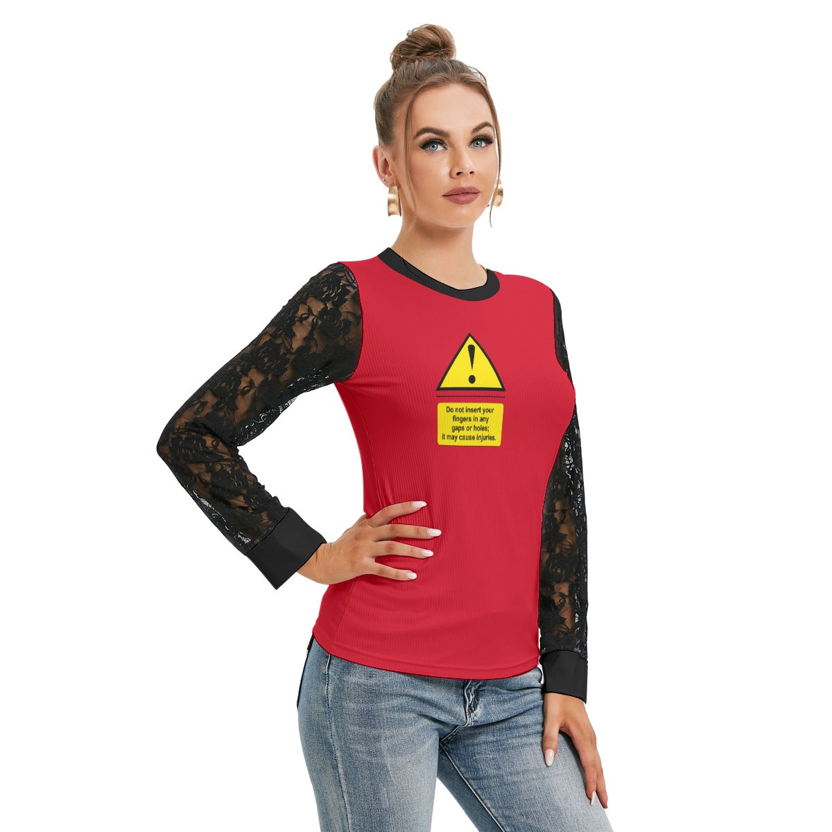 Shock Warning Black-Laced Long Sleeve T-shirt
