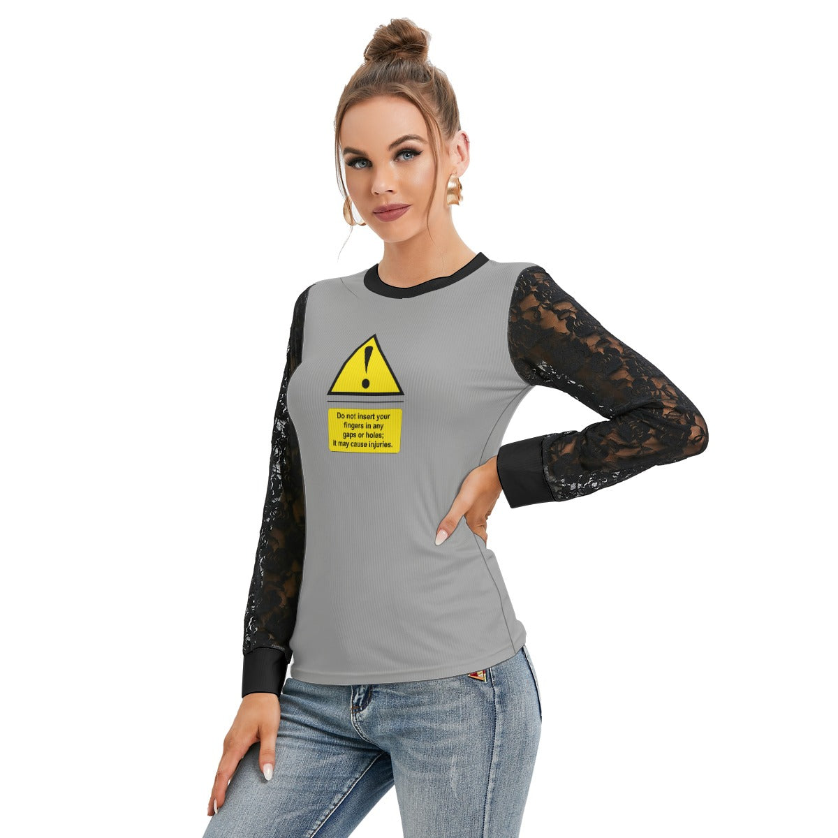 Shock Warning Black-Laced Long Sleeve T-shirt