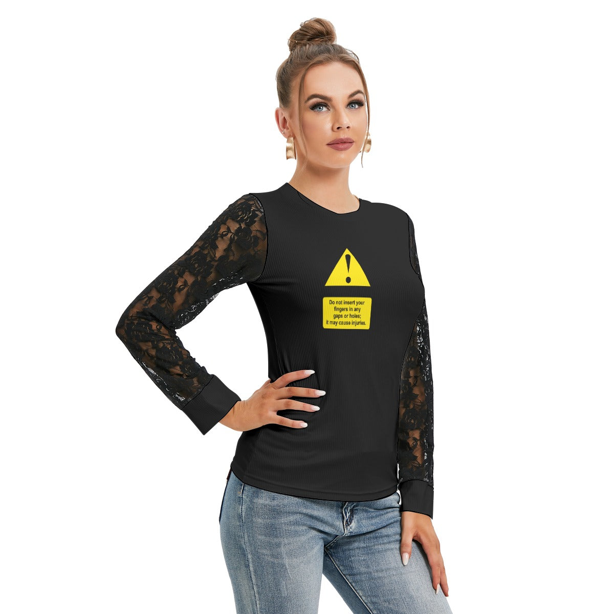 Shock Warning Black-Laced Long Sleeve T-shirt