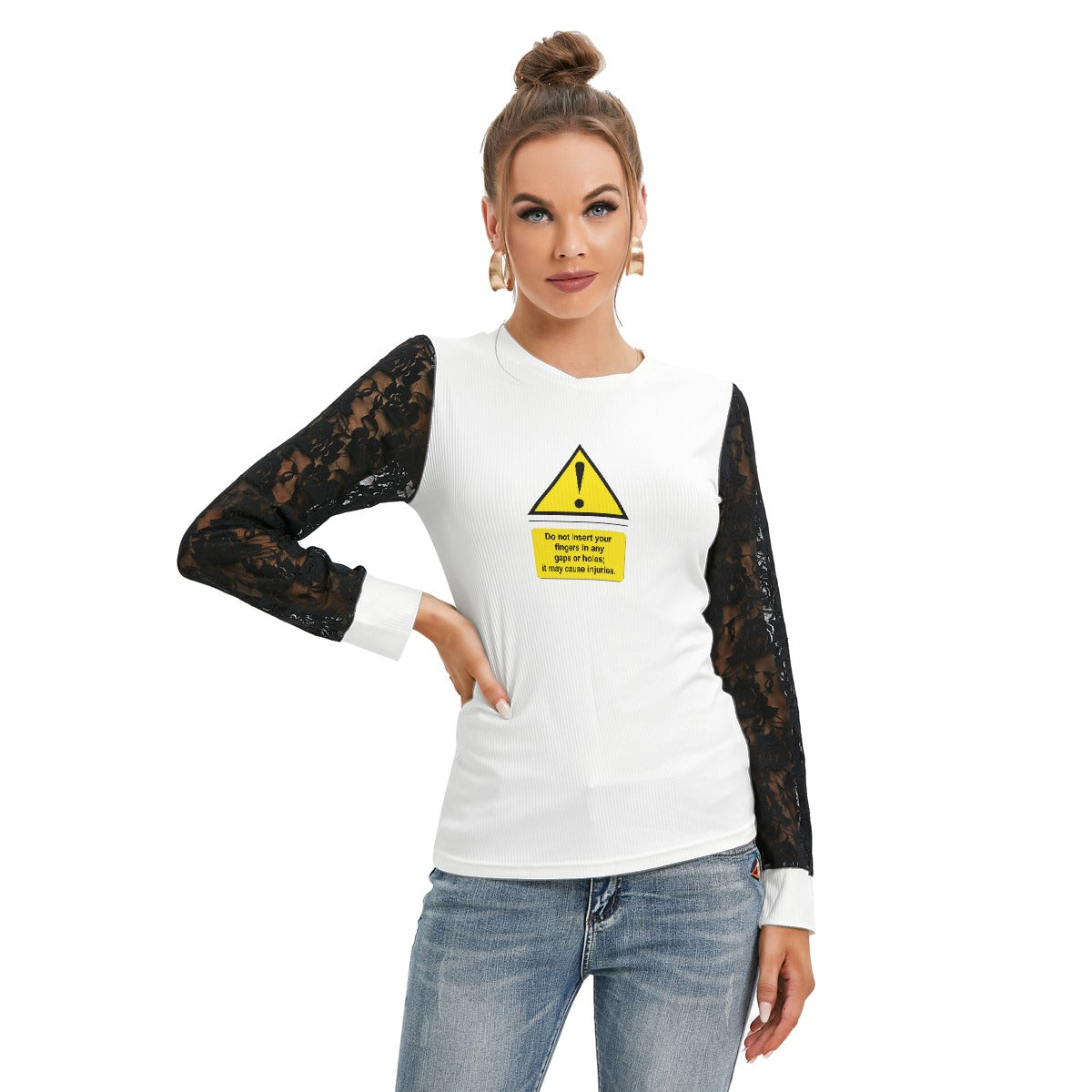 Shock Warning Black-Laced Long Sleeve T-shirt