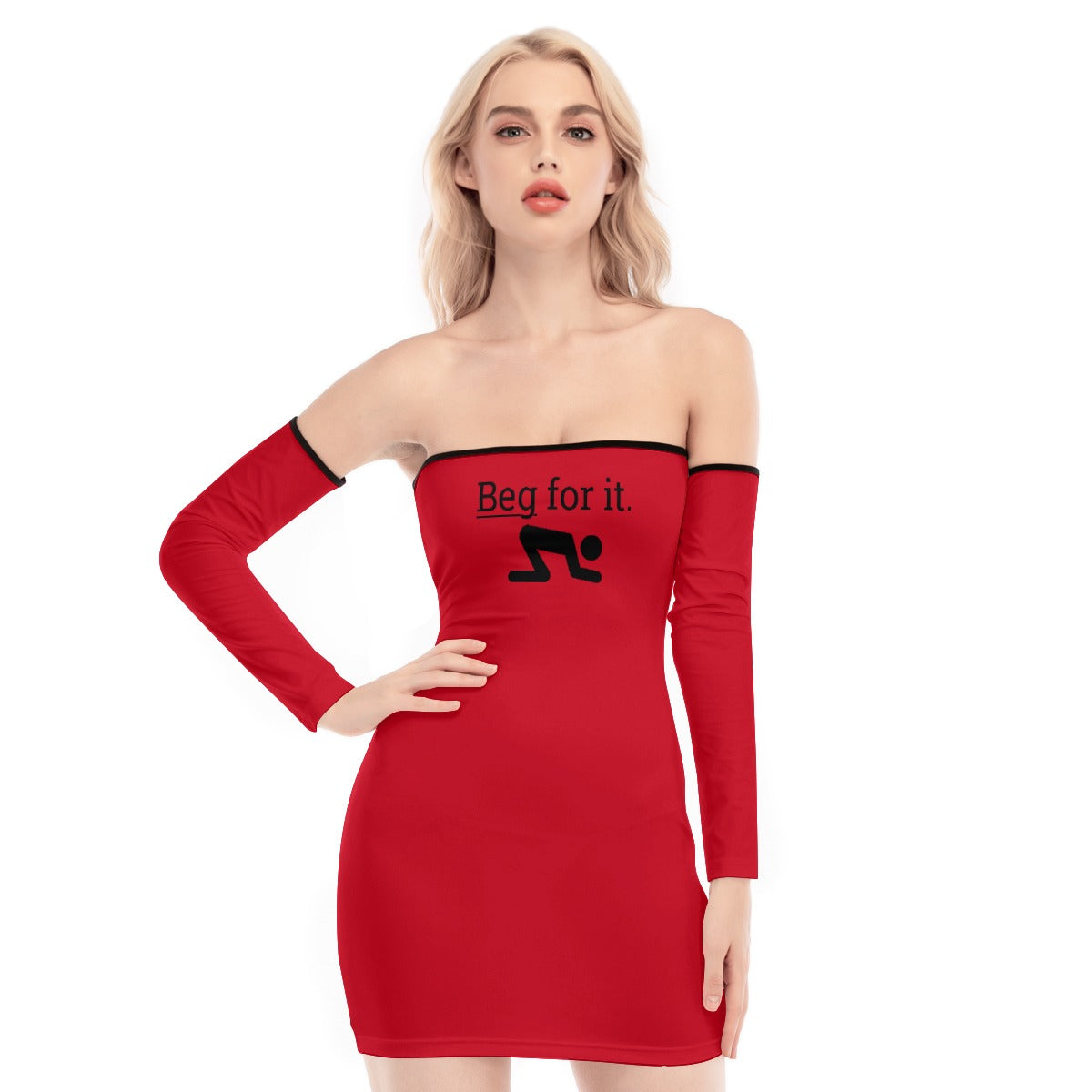 Beg For It Off-Shoulder Black Lace-Up Dress