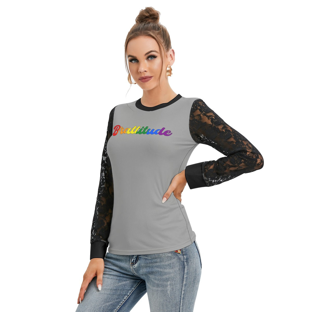 Brattitude PRIDE Black-Laced Long Sleeve T-shirt