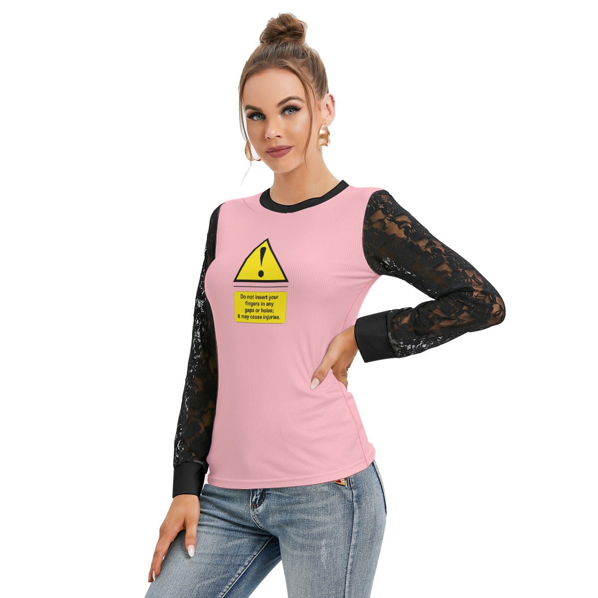 Shock Warning Black-Laced Long Sleeve T-shirt