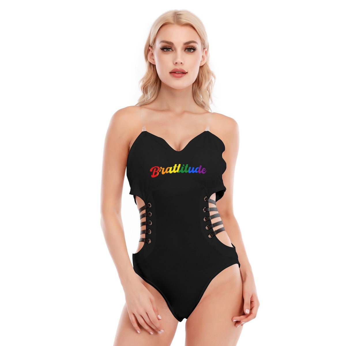 Brattitude PRIDE Black Strap Bodysuit
