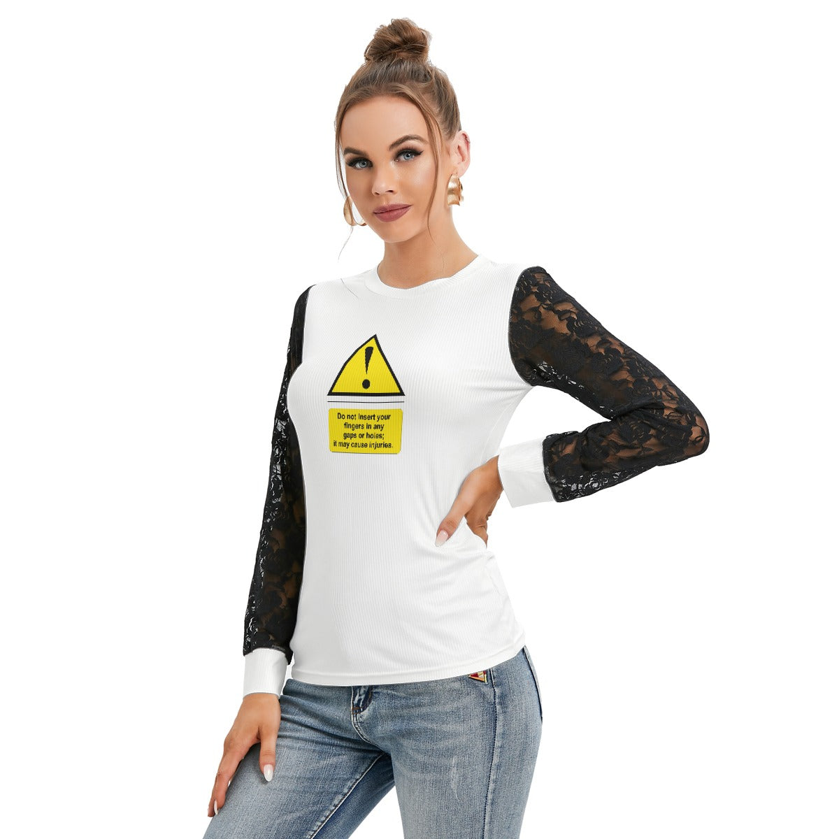 Shock Warning Black-Laced Long Sleeve T-shirt