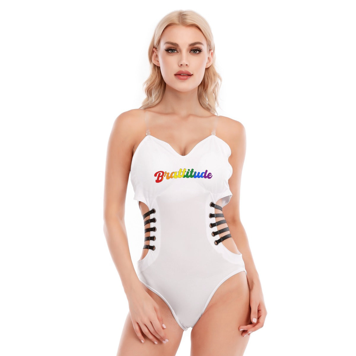 Brattitude PRIDE Black Strap Bodysuit
