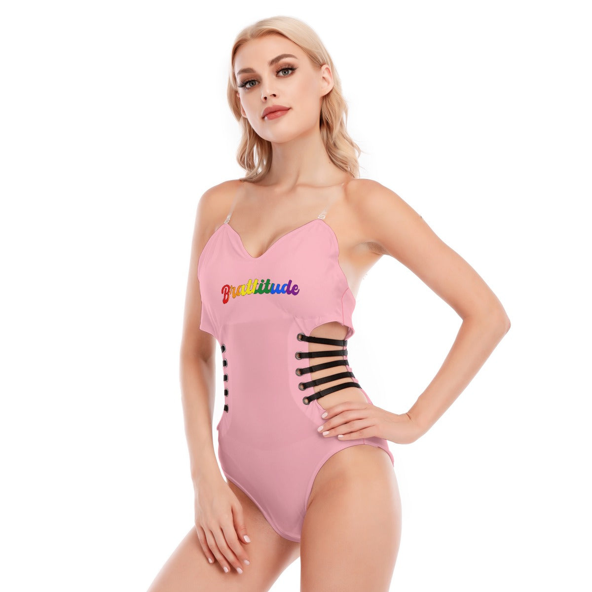 Brattitude PRIDE Black Strap Bodysuit